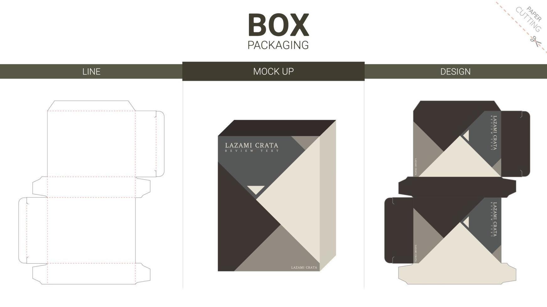 Box packaging and mockup die cut template vector