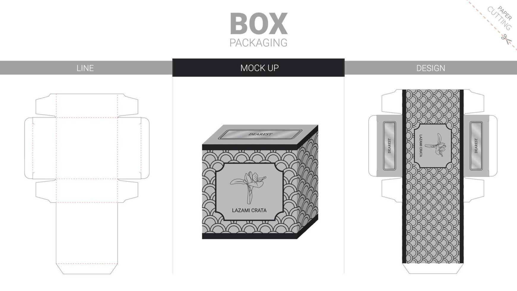 Box packaging and mockup die cut template vector