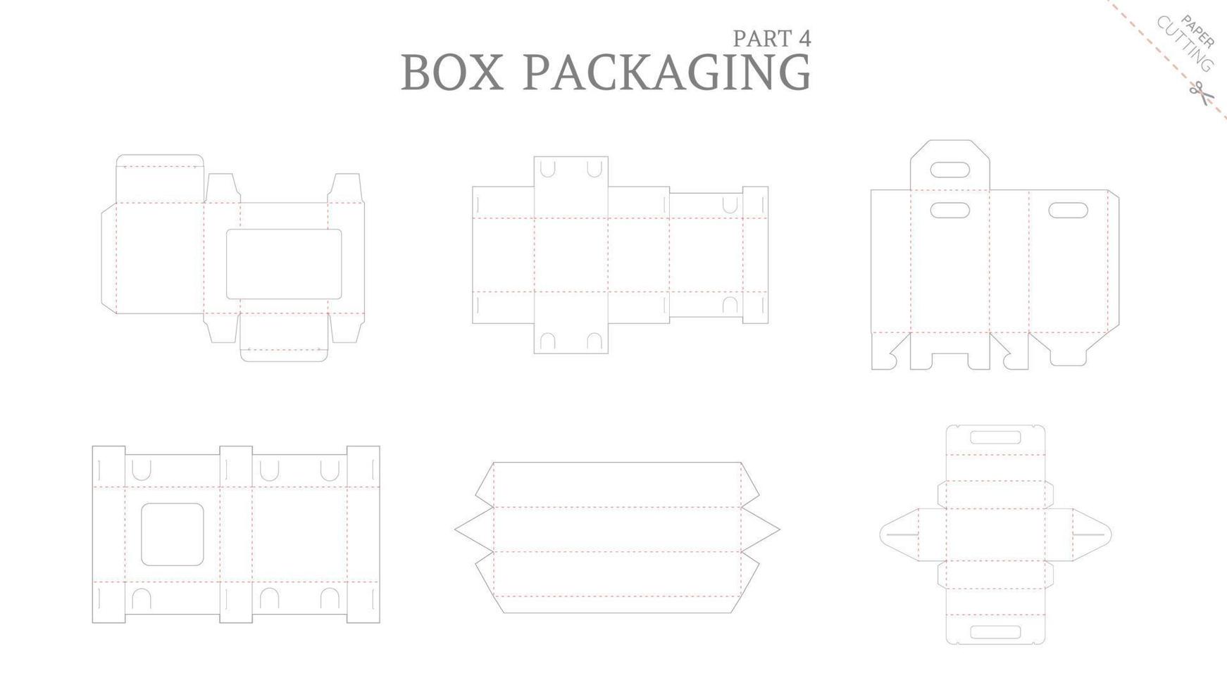 Box packaging and mockup die cut template vector