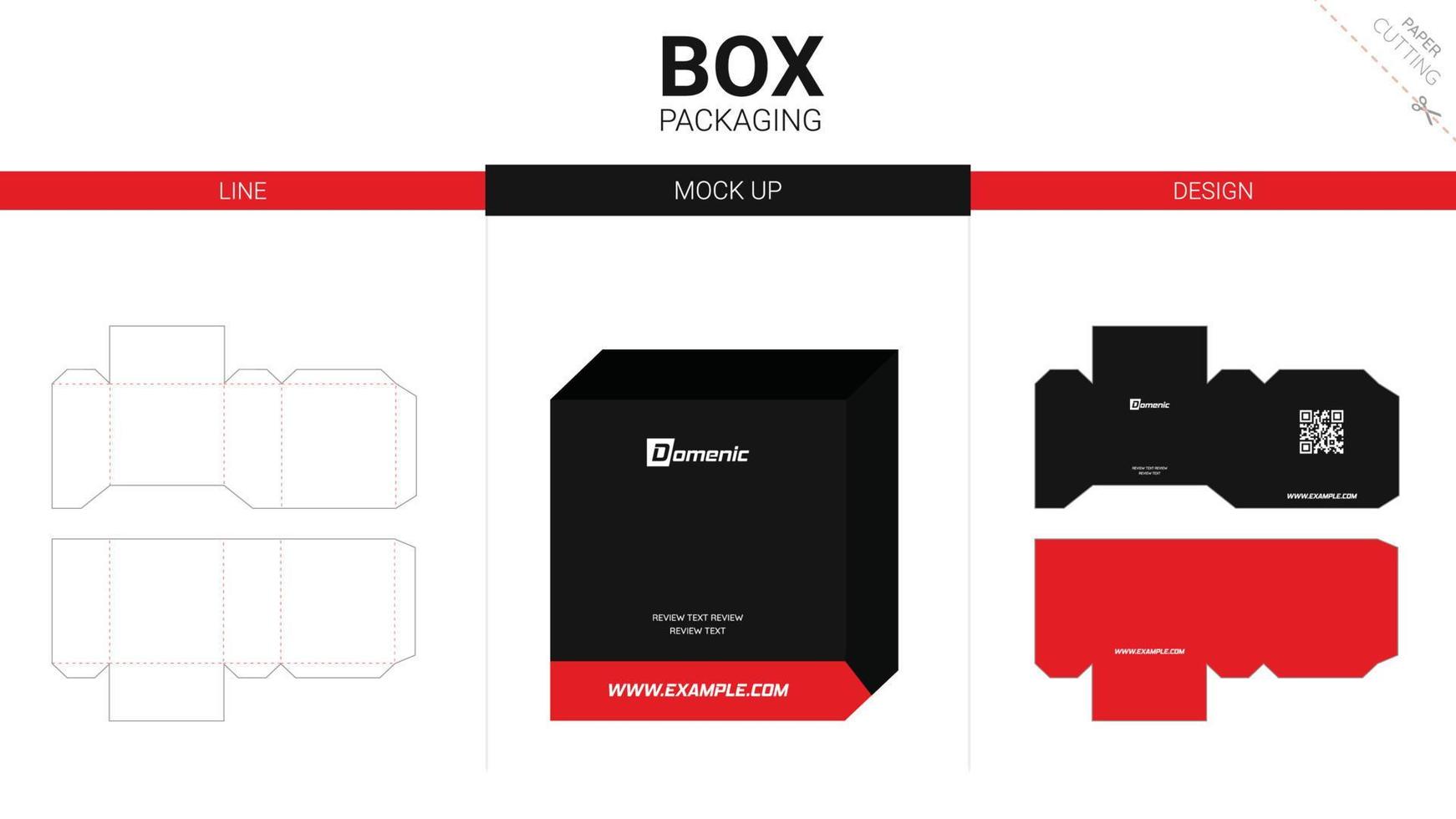 Box packaging and mockup die cut template vector