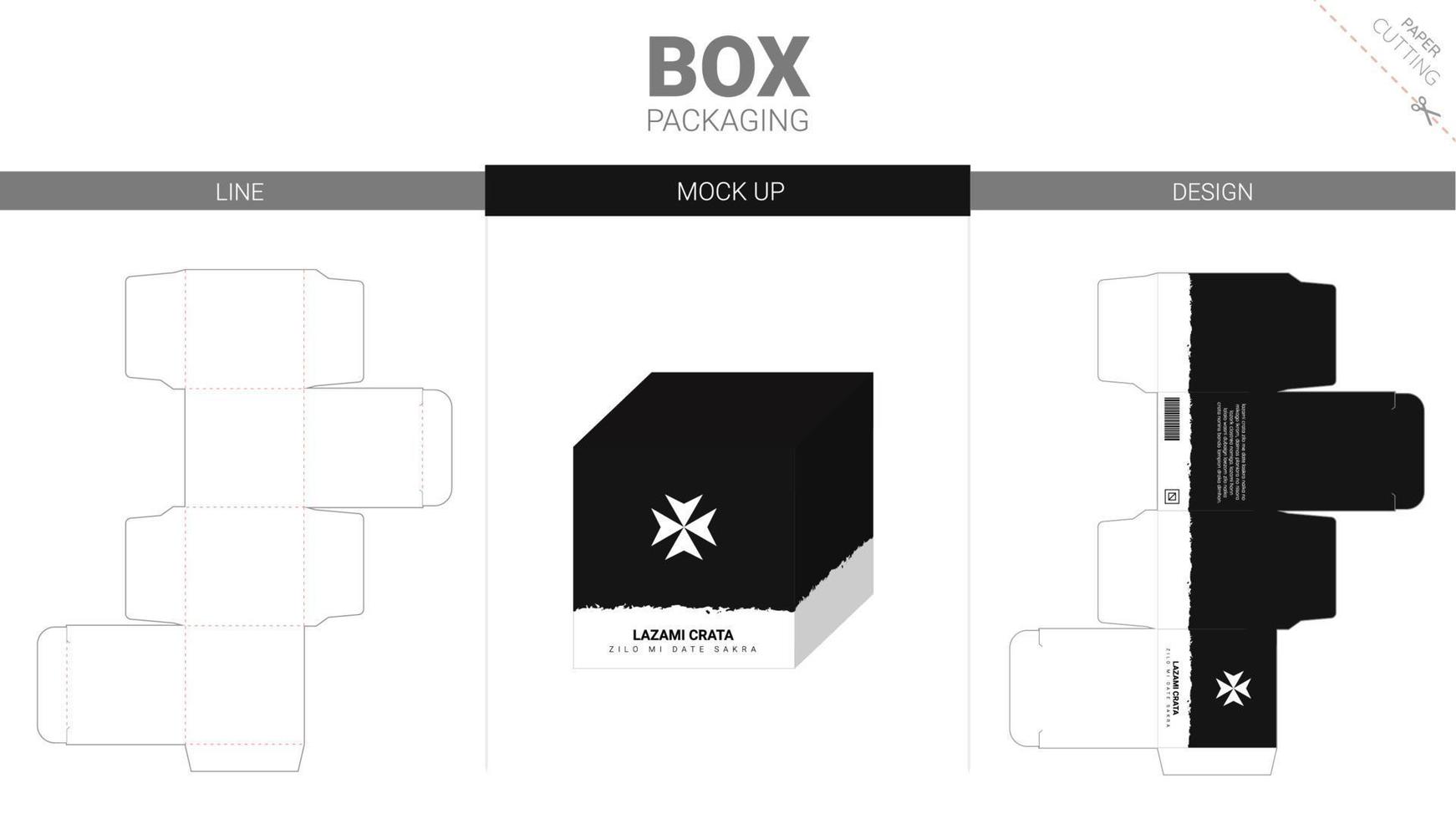 Box packaging and mockup die cut template vector