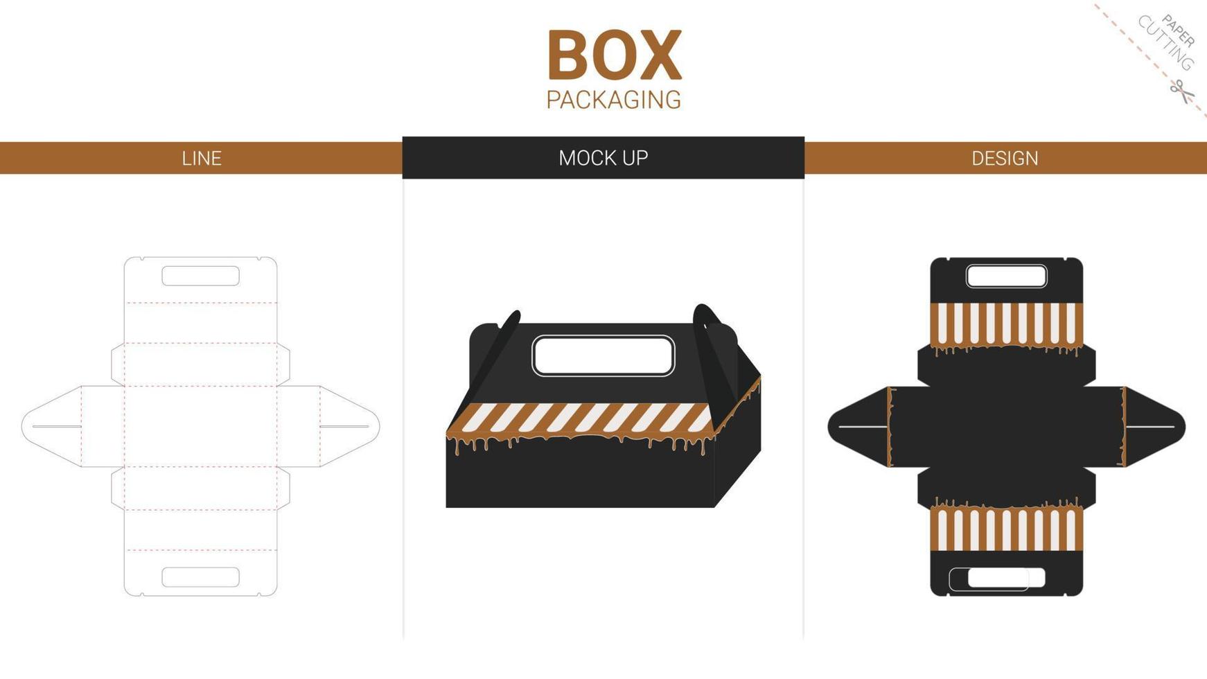 Box packaging and mockup die cut template vector