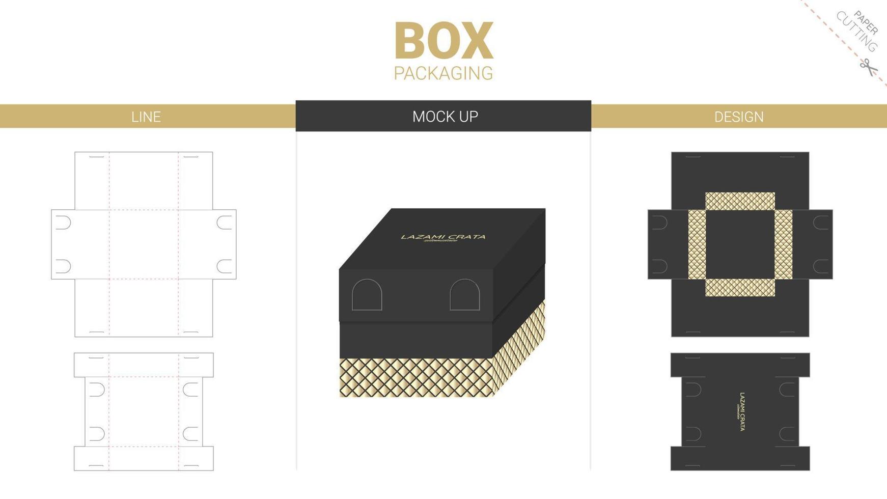 Box packaging and mockup die cut template vector