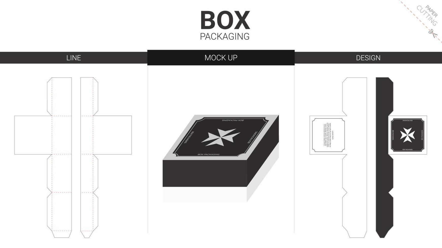Box packaging and mockup die cut template vector