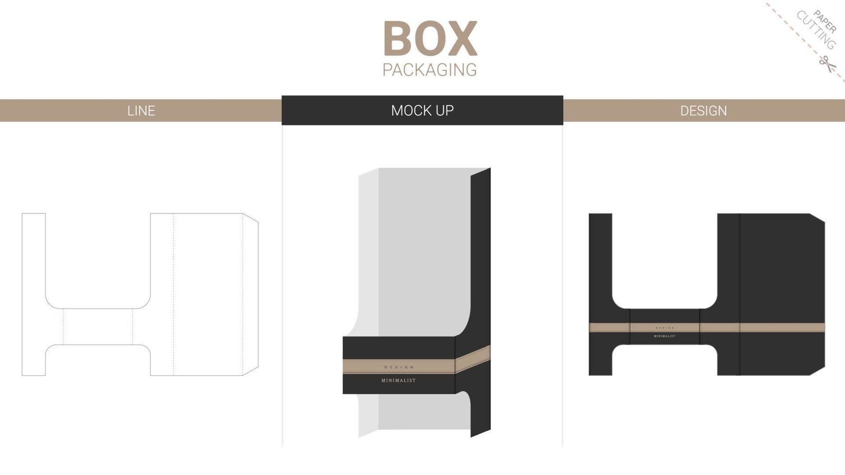 Box packaging and mockup die cut template vector