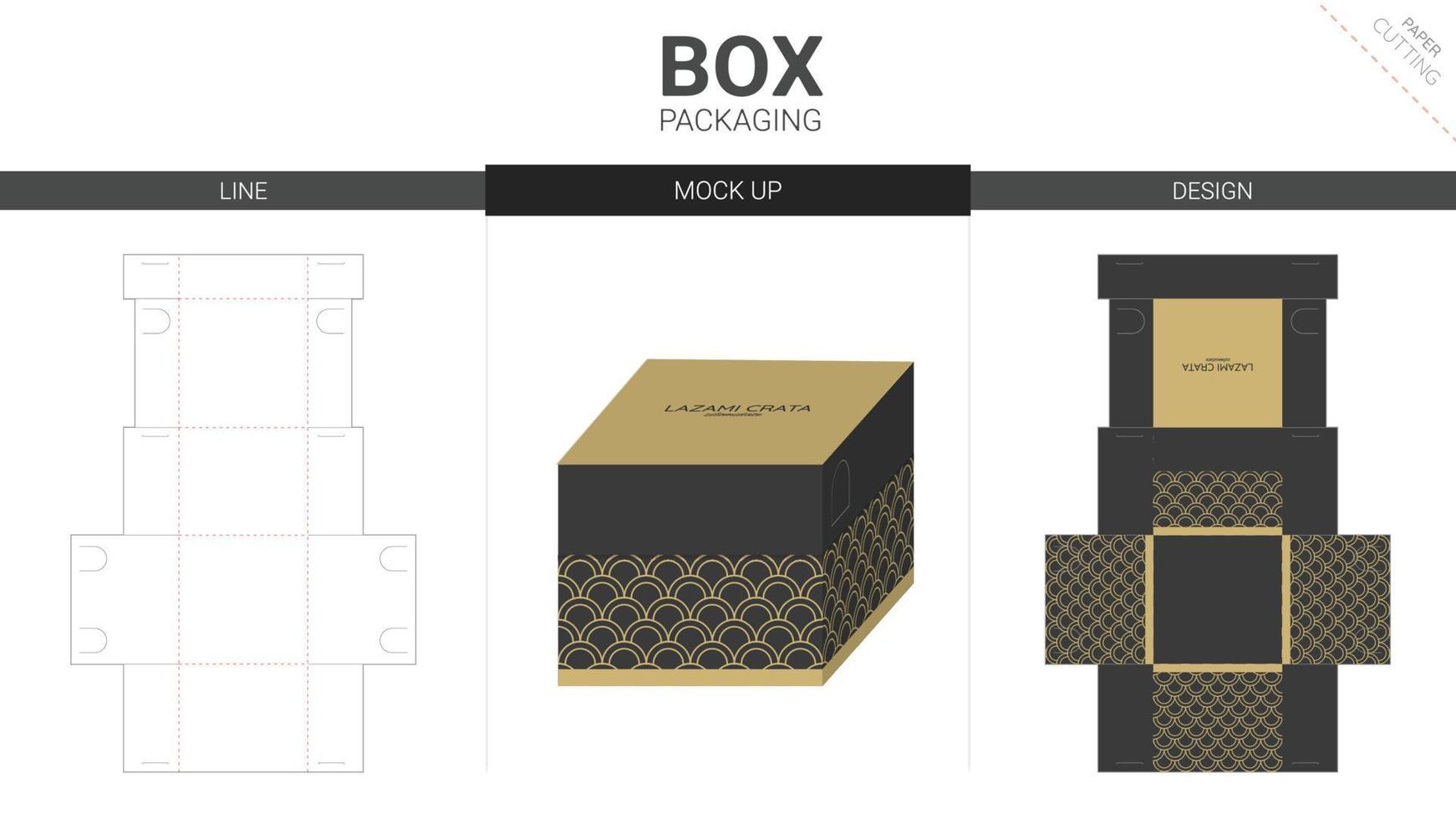 Box packaging and mockup die cut template vector