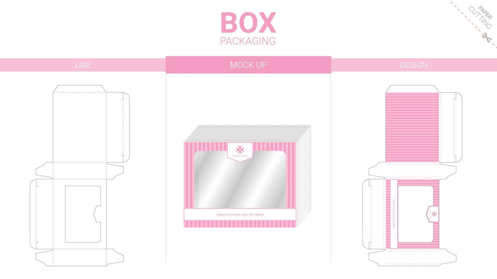 Box packaging and mockup die cut template vector