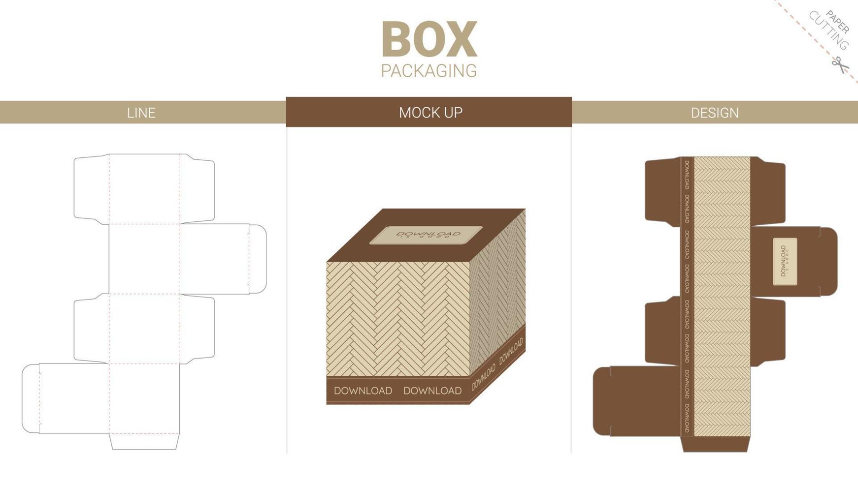 Box packaging and mockup die cut template vector