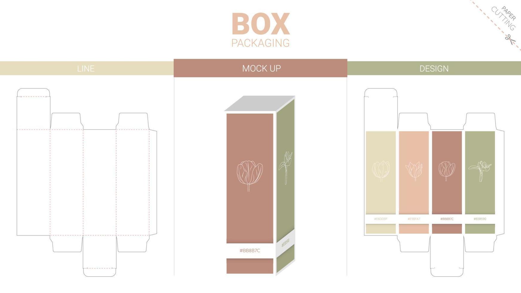 Box packaging and mockup die cut template vector