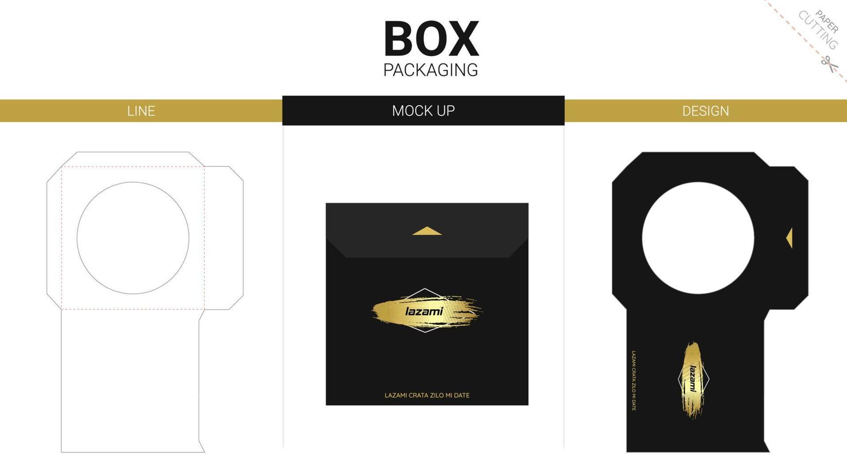 Box packaging and mockup die cut template vector