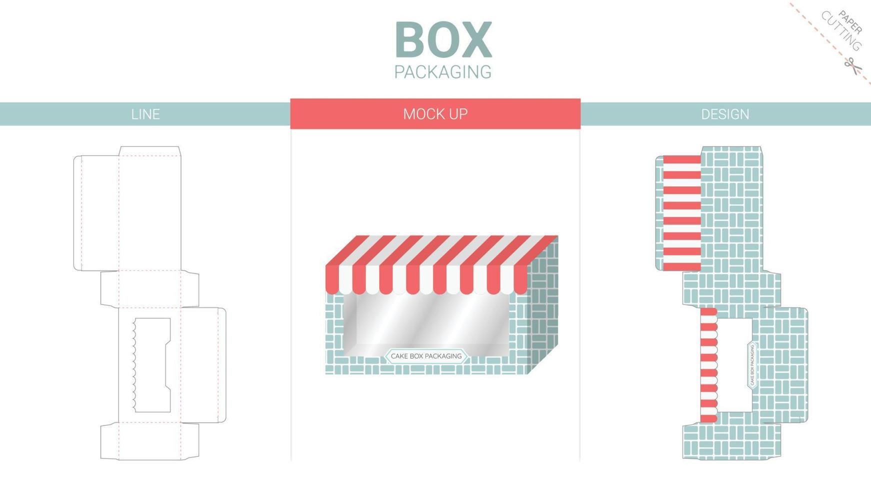 Box packaging and mockup die cut template vector