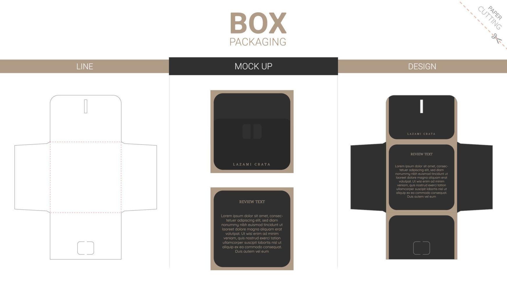 Box packaging and mockup die cut template vector