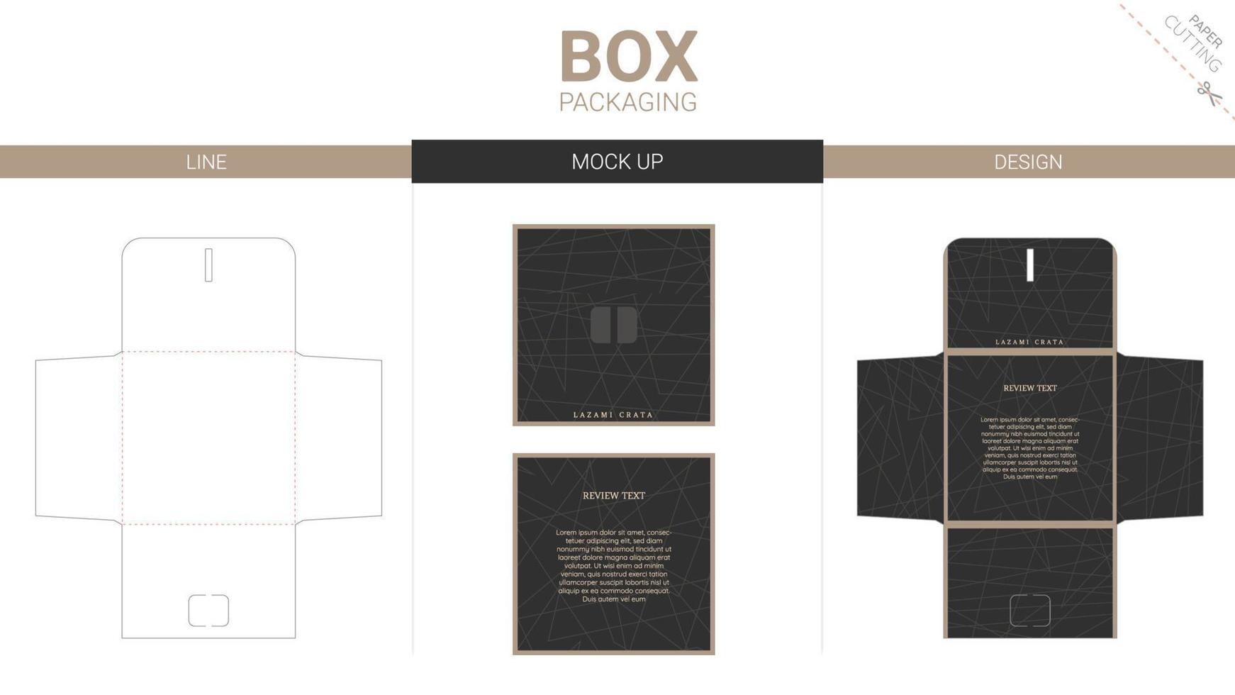 Box packaging and mockup die cut template vector
