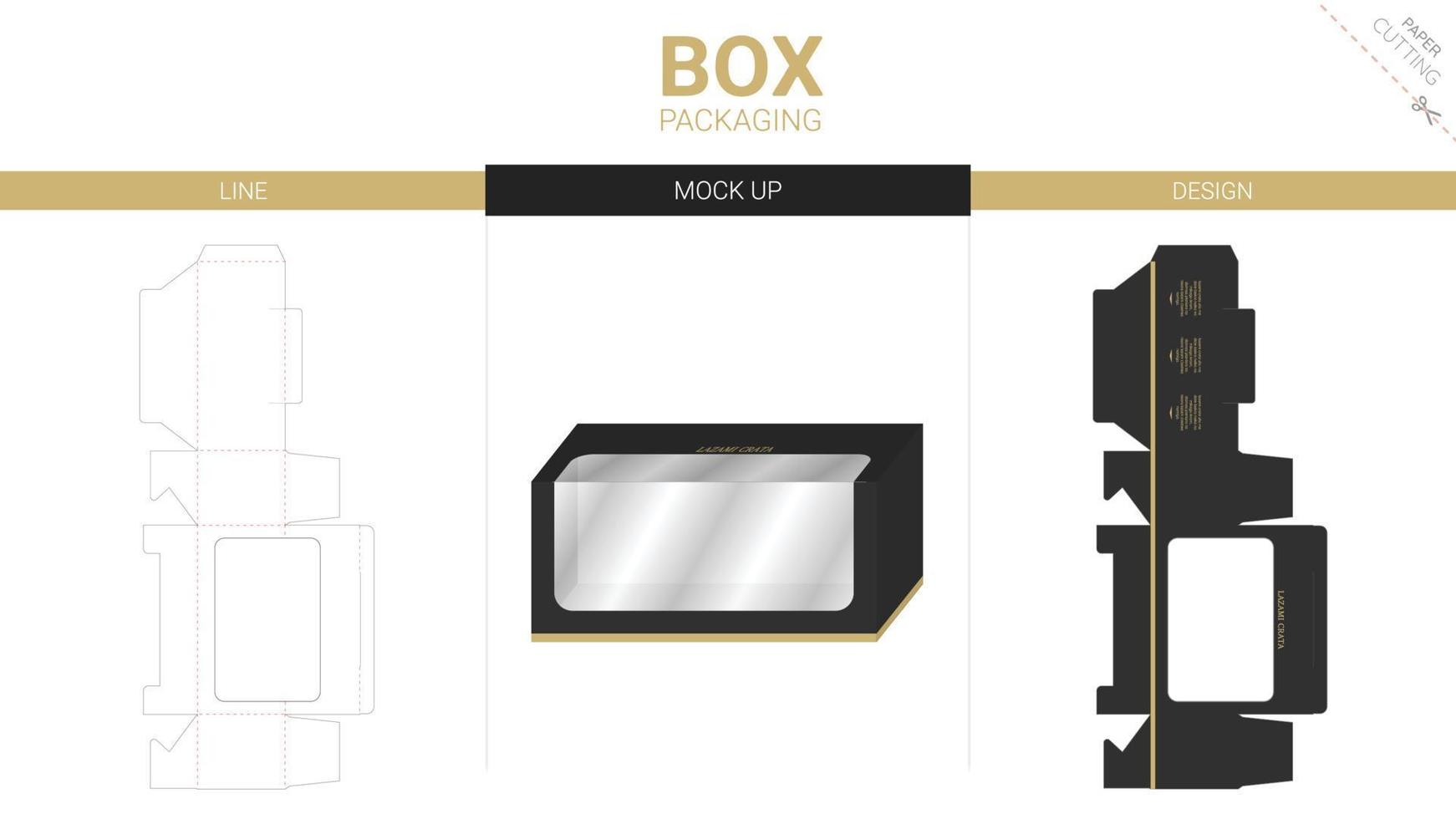 Box packaging and mockup die cut template vector