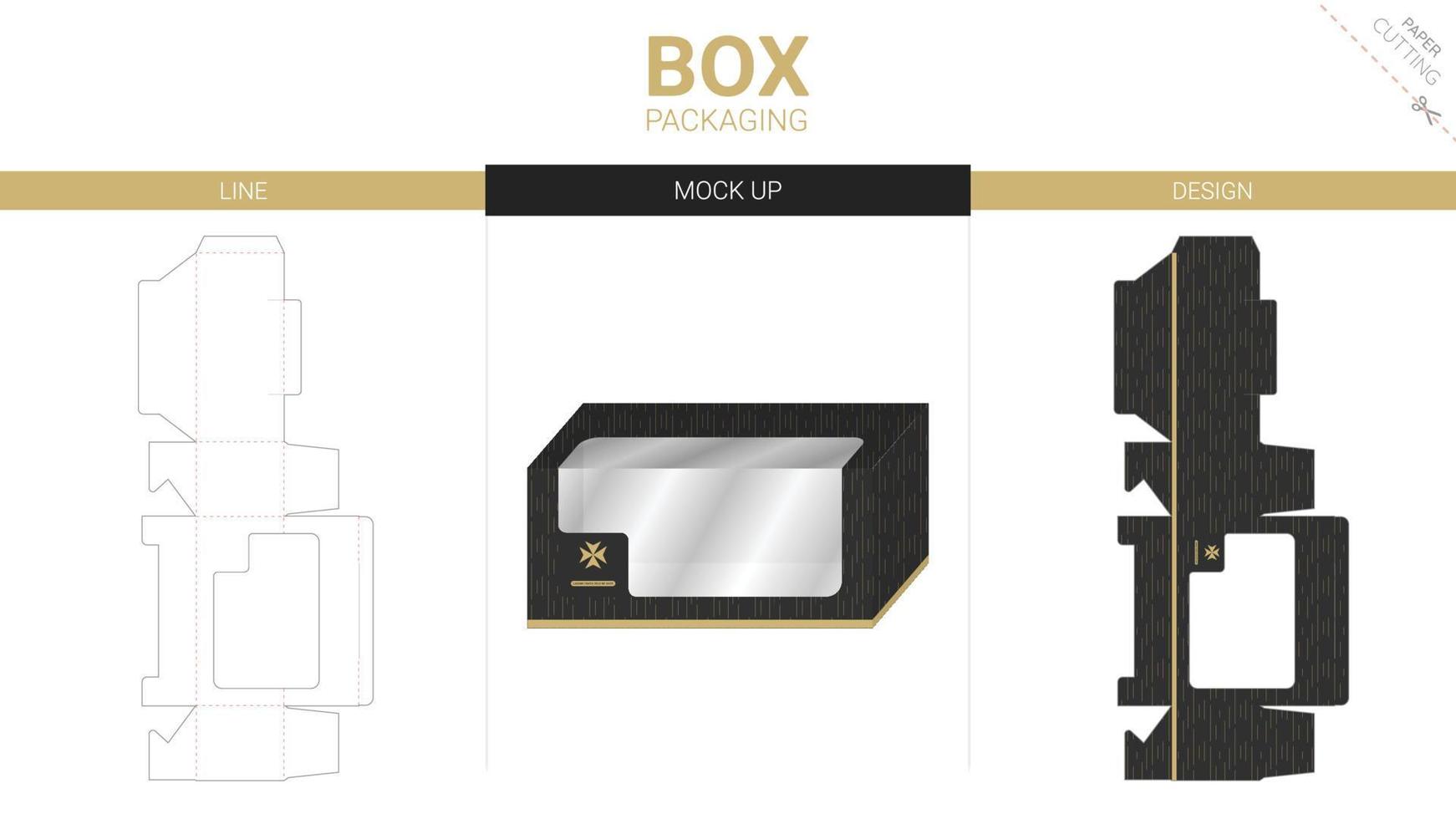 Box packaging and mockup die cut template vector