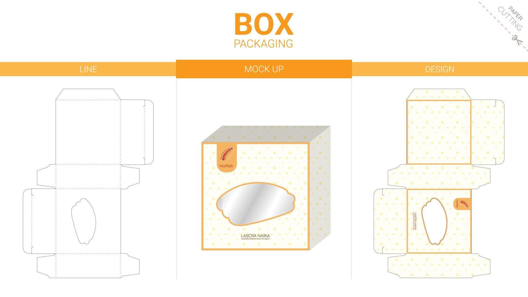 Box packaging and mockup die cut template vector