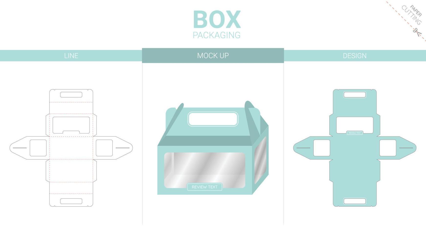 Box packaging and mockup die cut template vector