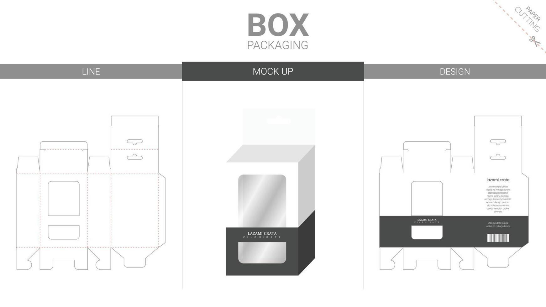 Box packaging and mockup die cut template vector