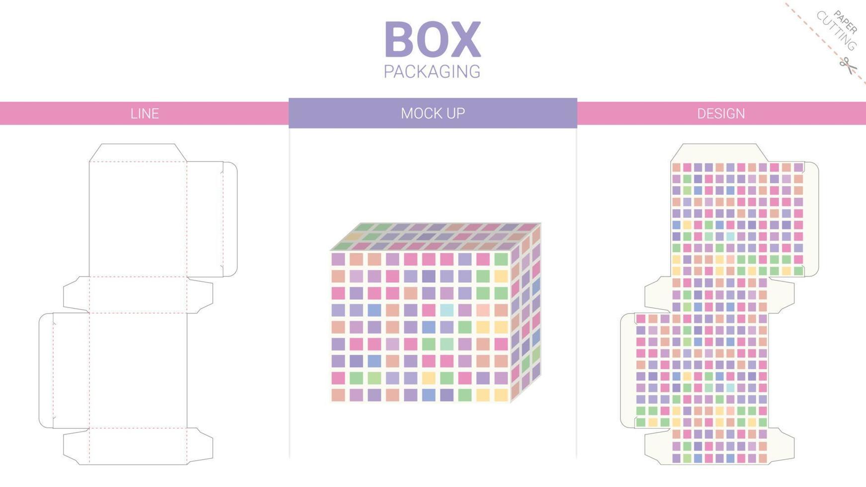 Box packaging and mockup die cut template vector