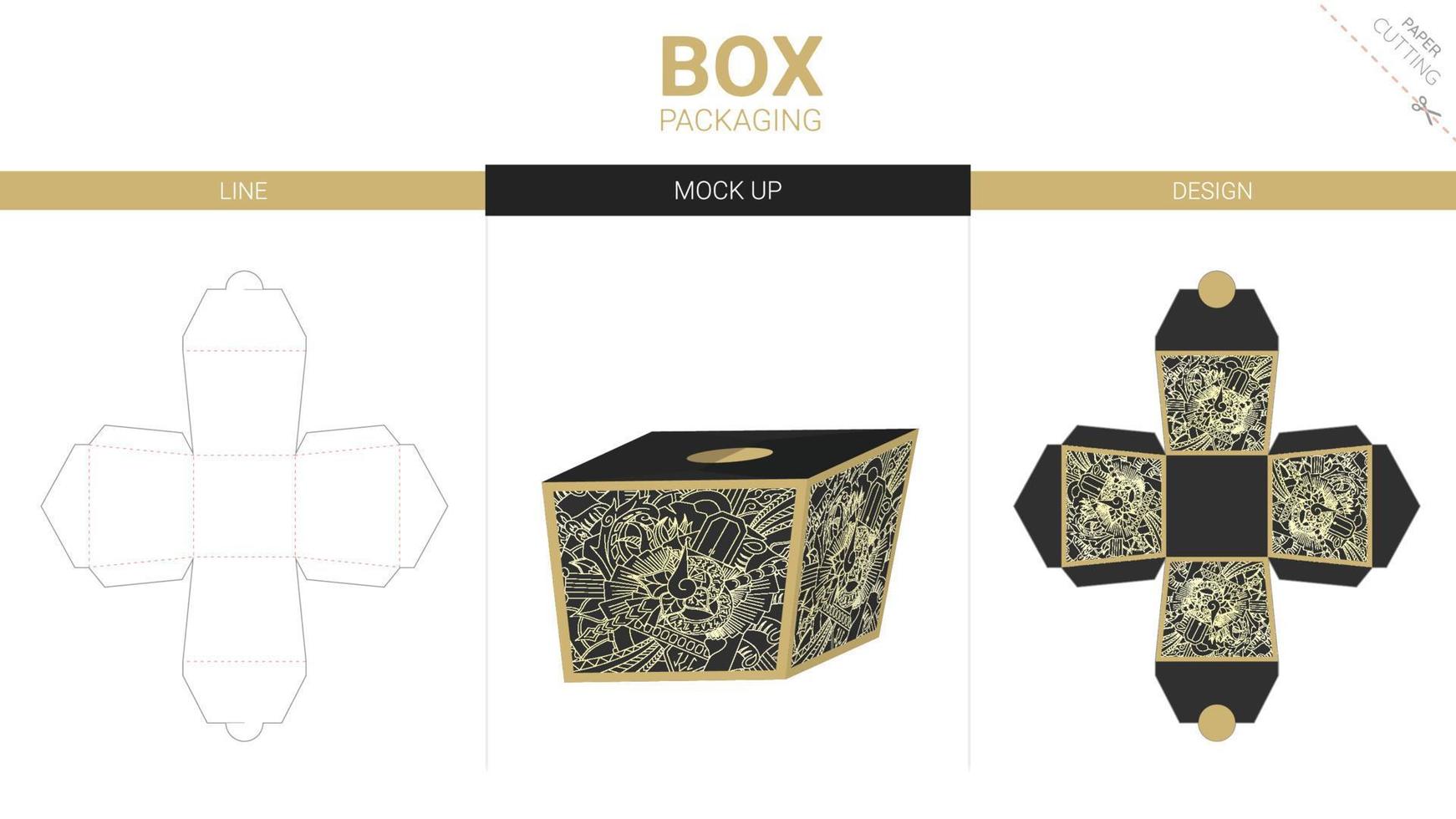 Box packaging and mockup die cut template vector