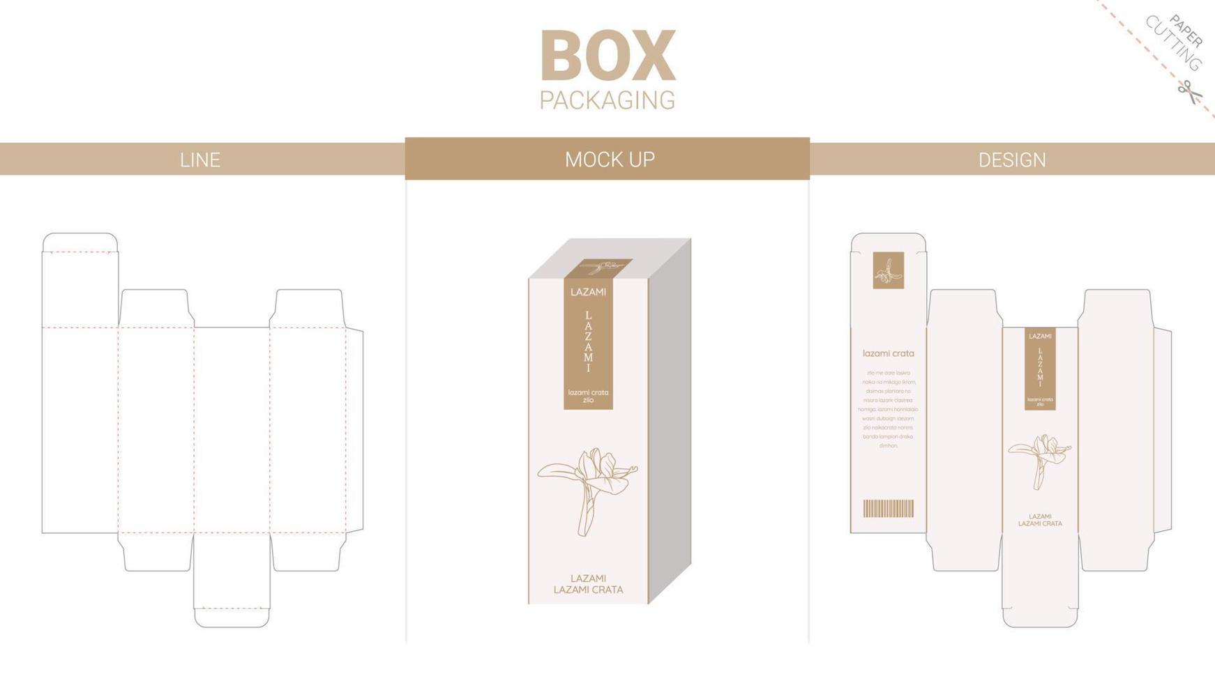 Box packaging and mockup die cut template vector