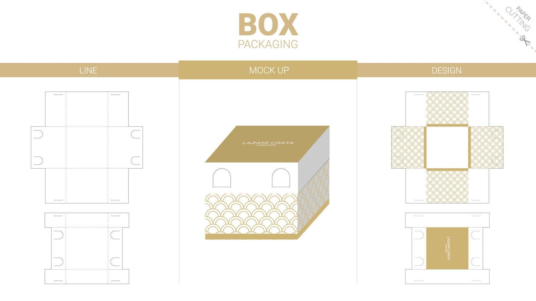 Box packaging and mockup die cut template vector