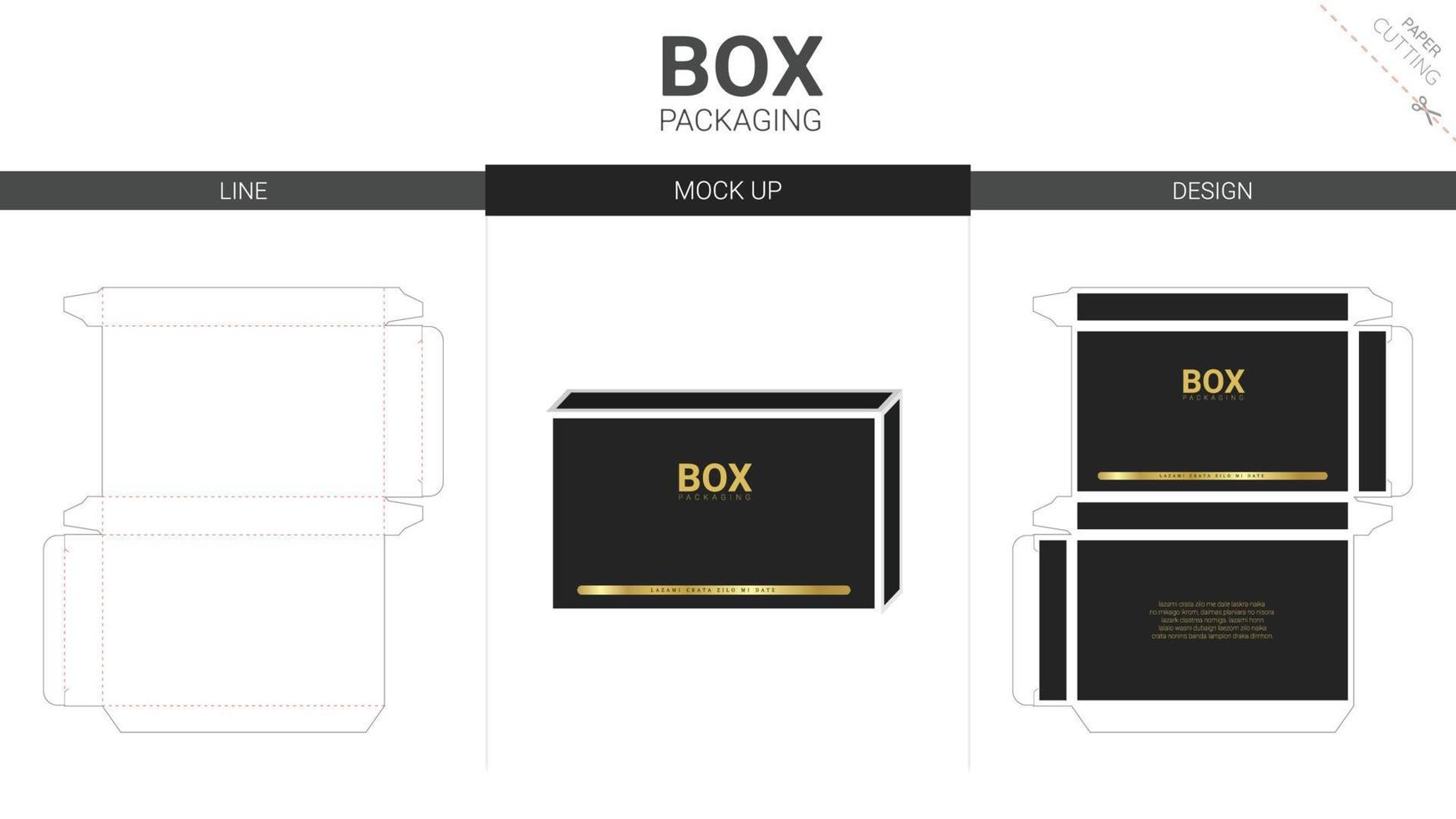 Box packaging and mockup die cut template vector