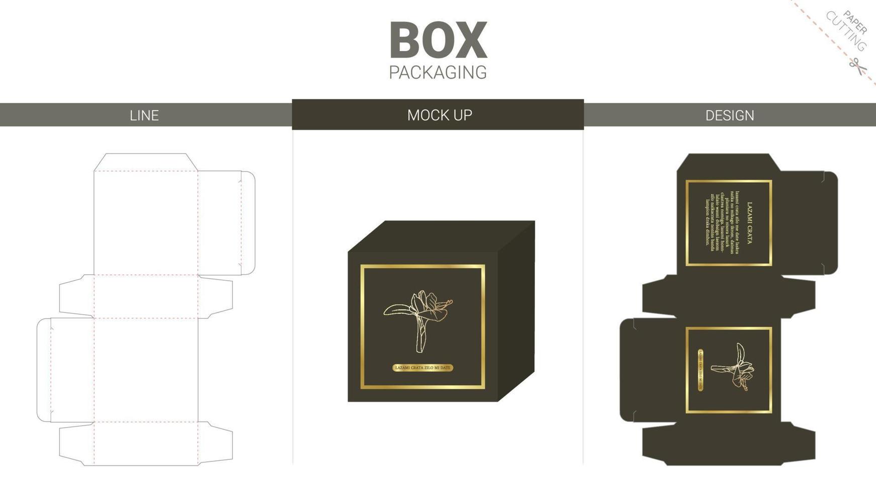 Box packaging and mockup die cut template vector