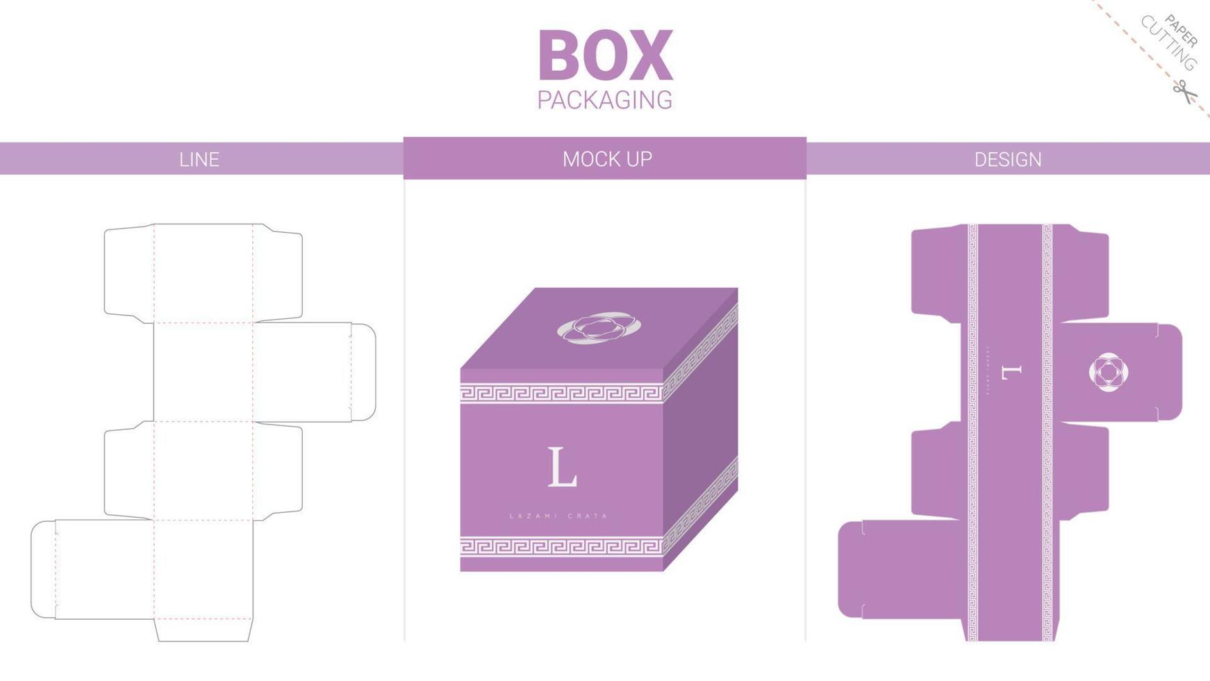 Box packaging and mockup die cut template vector