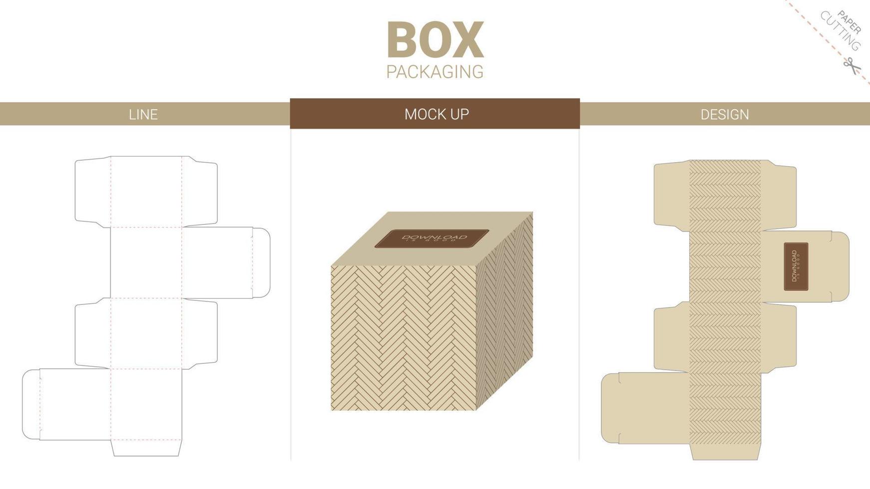 Box packaging and mockup die cut template vector