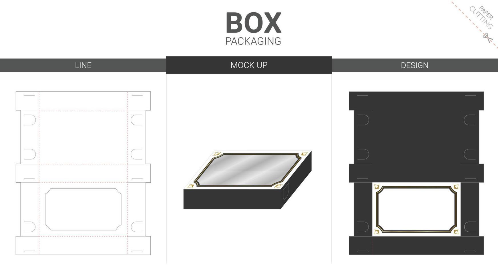 Box packaging and mockup die cut template vector