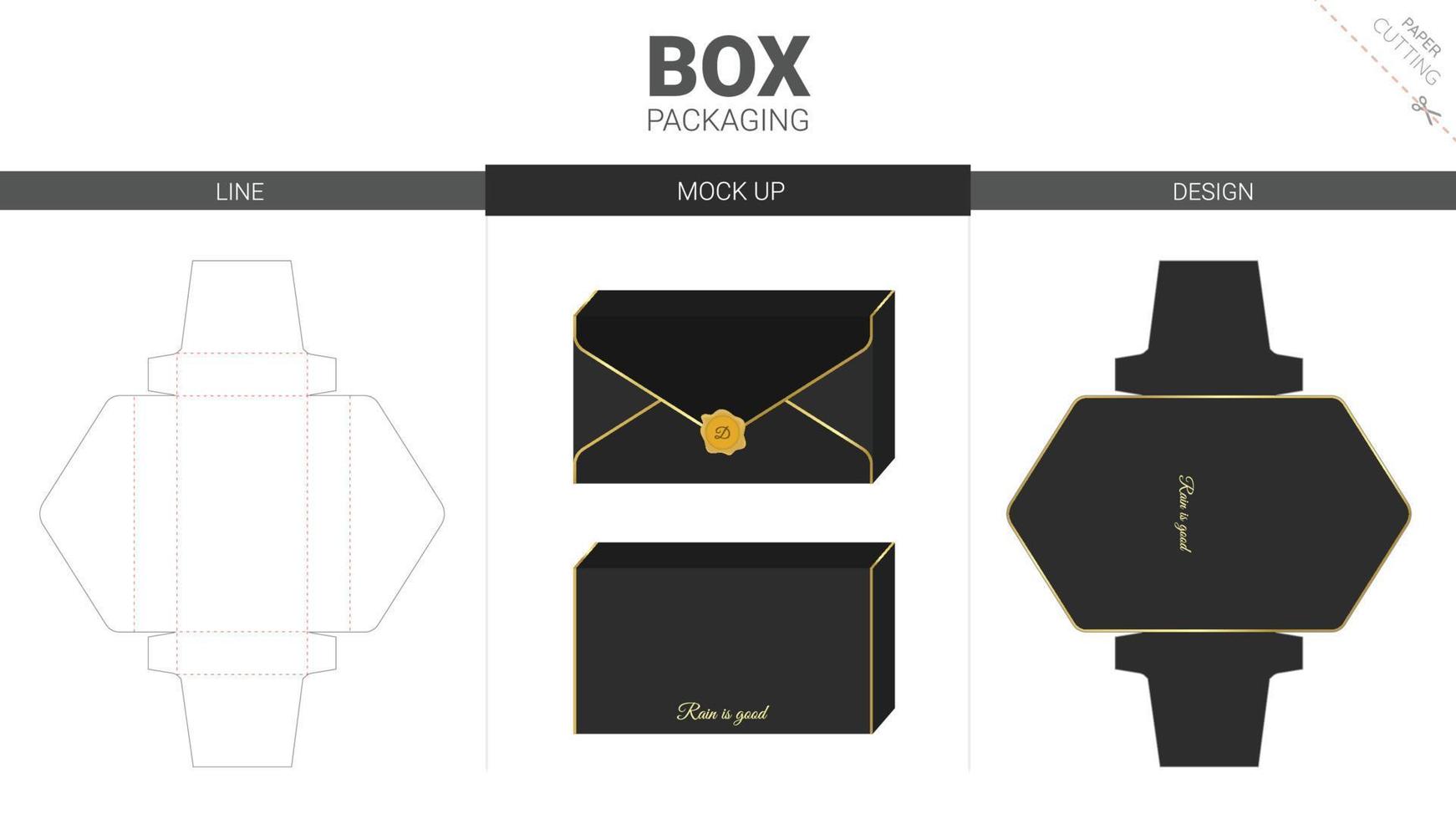 Box packaging and mockup die cut template vector