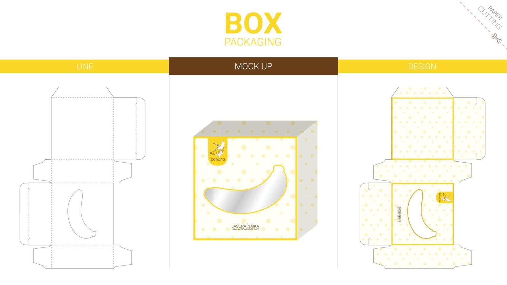 Box packaging and mockup die cut template vector