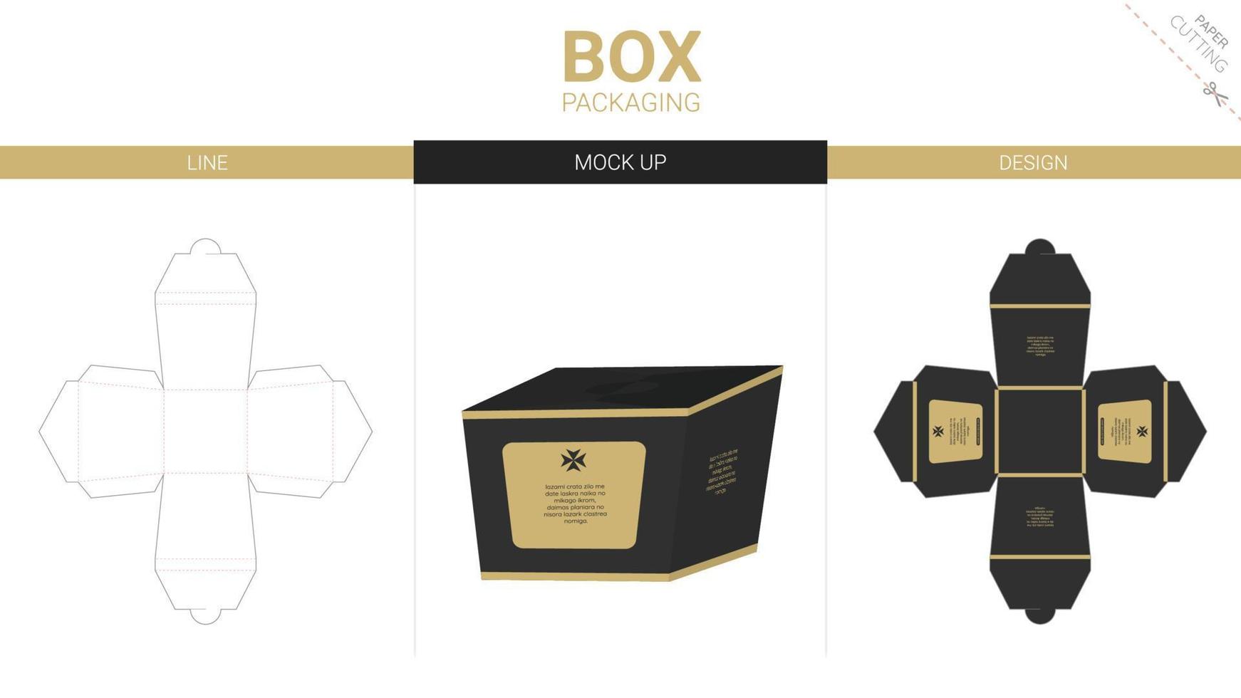 Box packaging and mockup die cut template vector