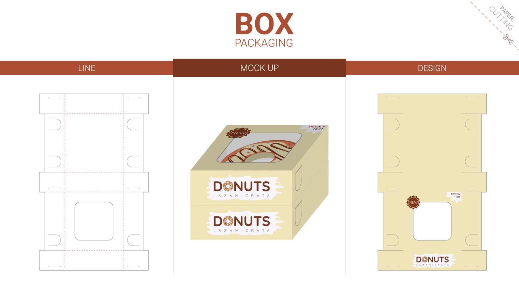 Box packaging and mockup die cut template vector