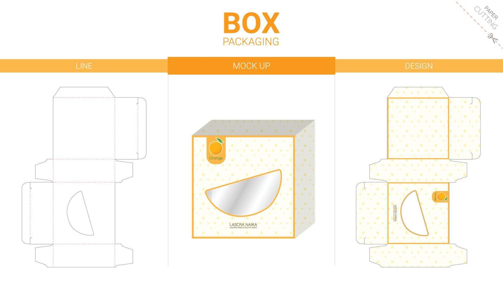 Box packaging and mockup die cut template vector