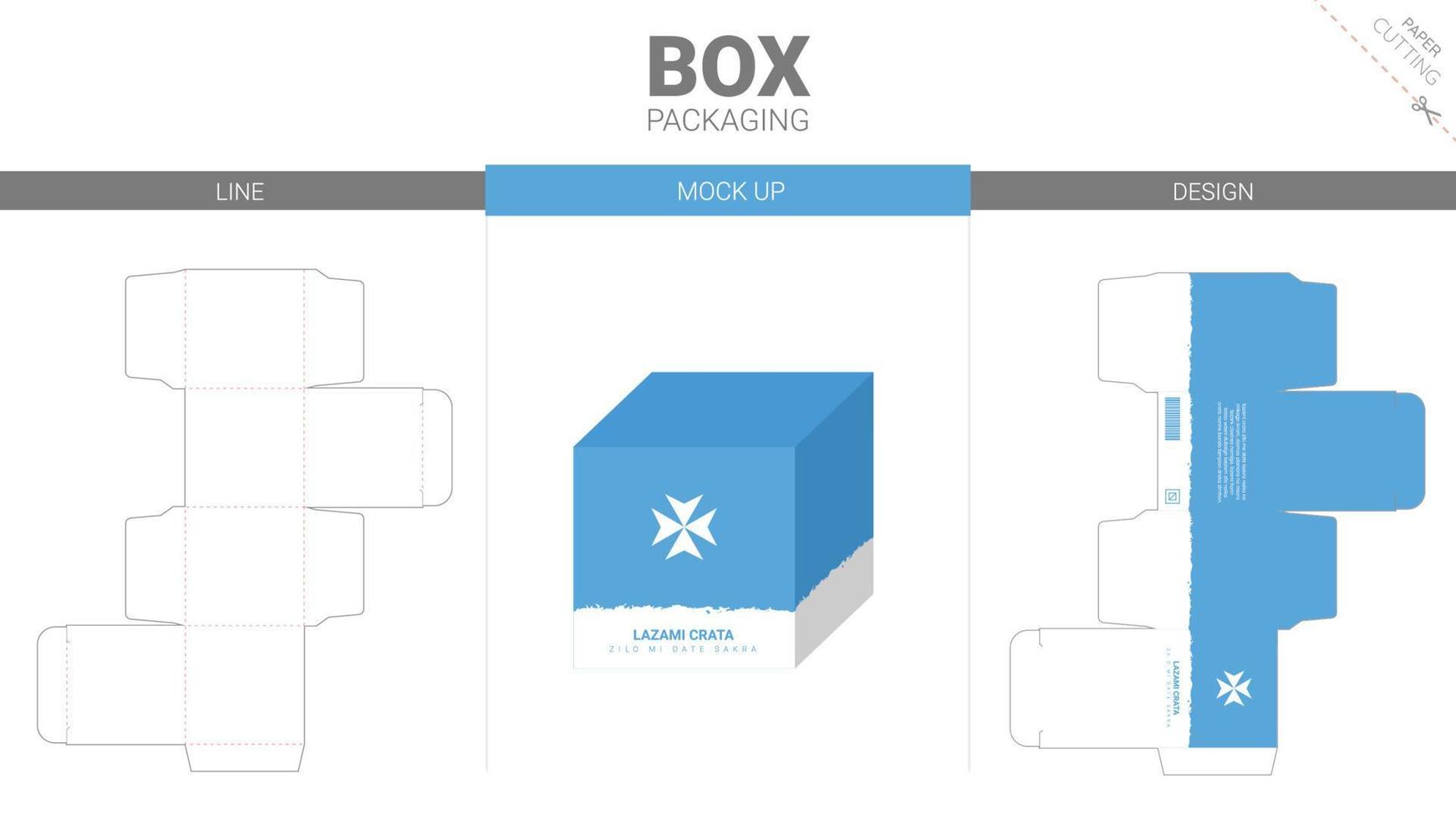 Box packaging and mockup die cut template vector