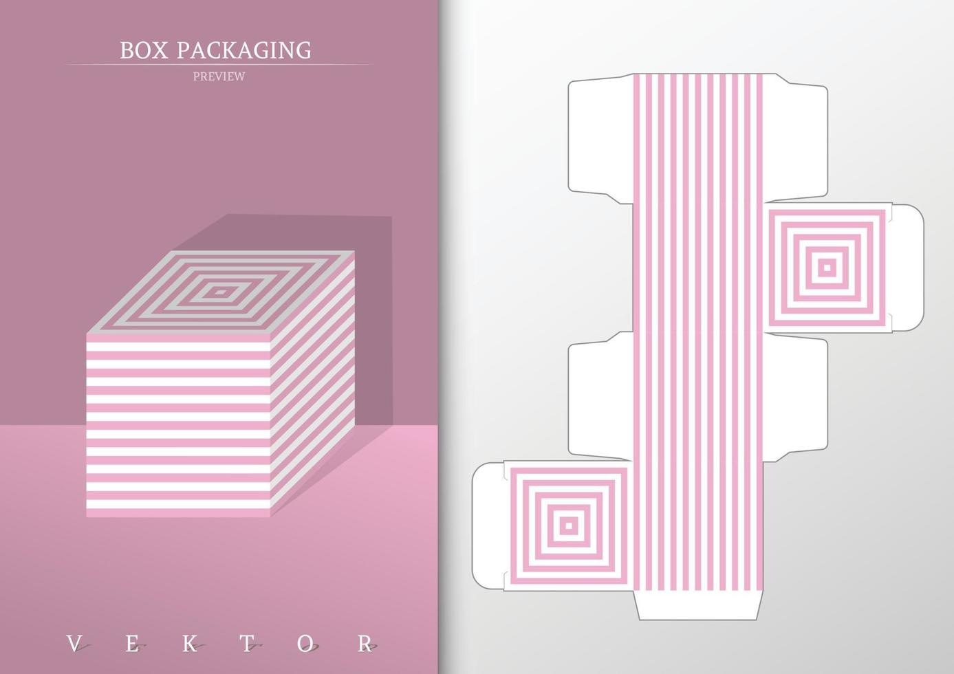 Box packaging and mockup die cut template vector
