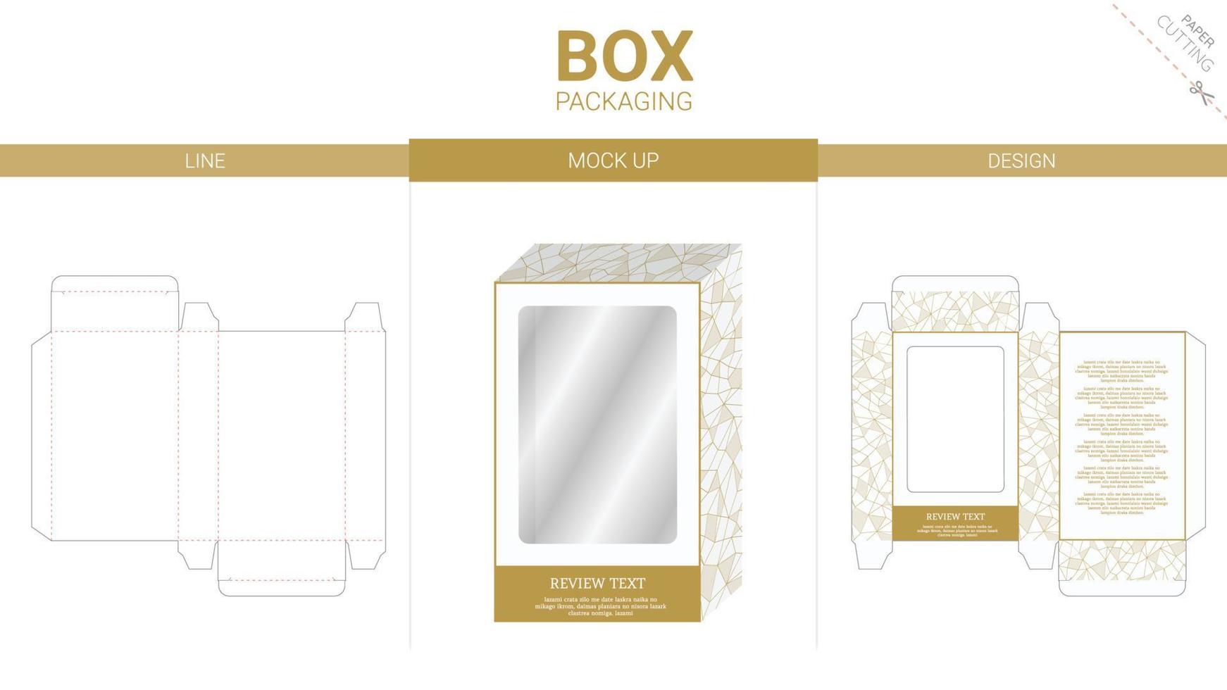 Box packaging and mockup die cut template vector