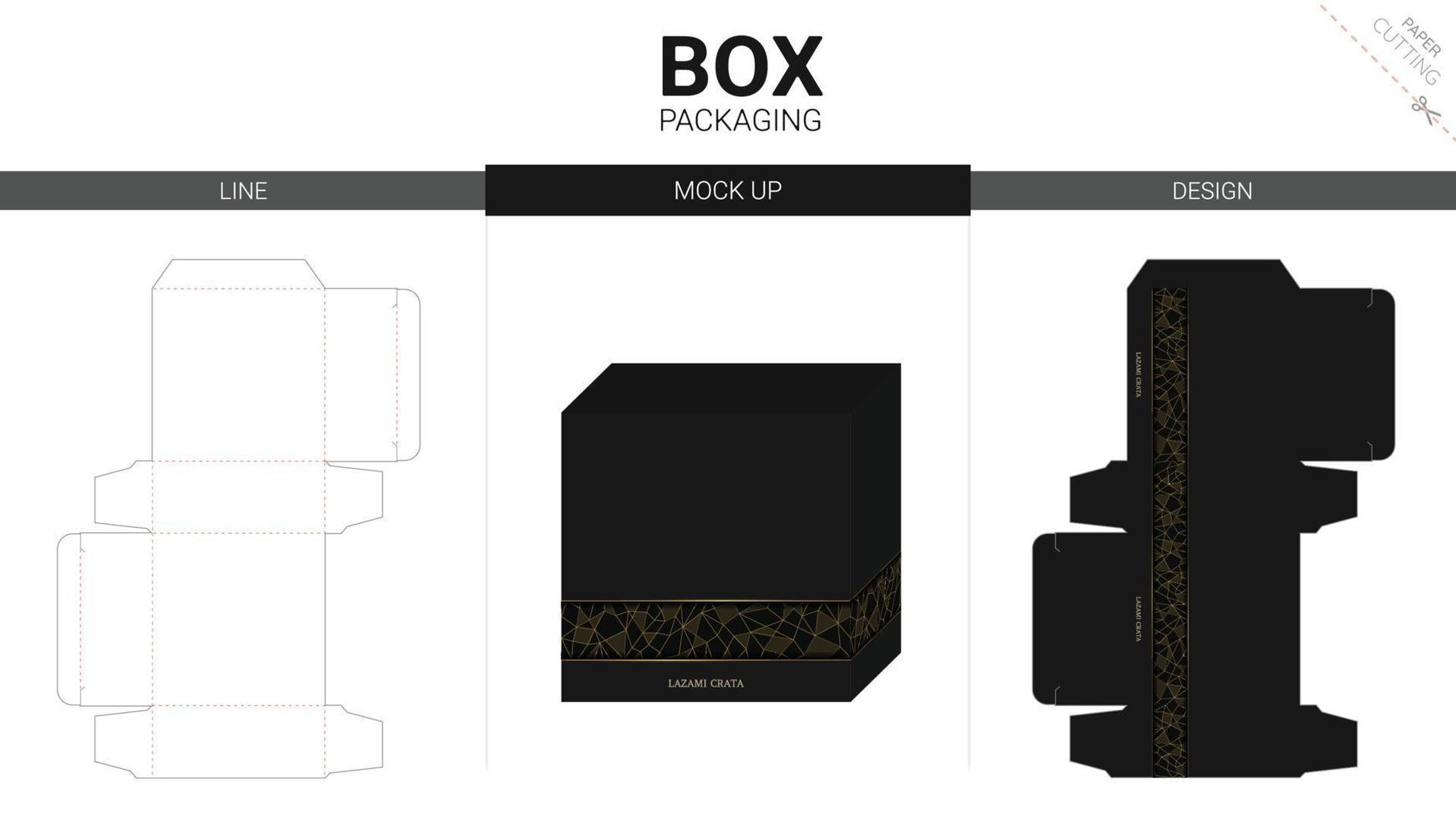 Box packaging and mockup die cut template vector