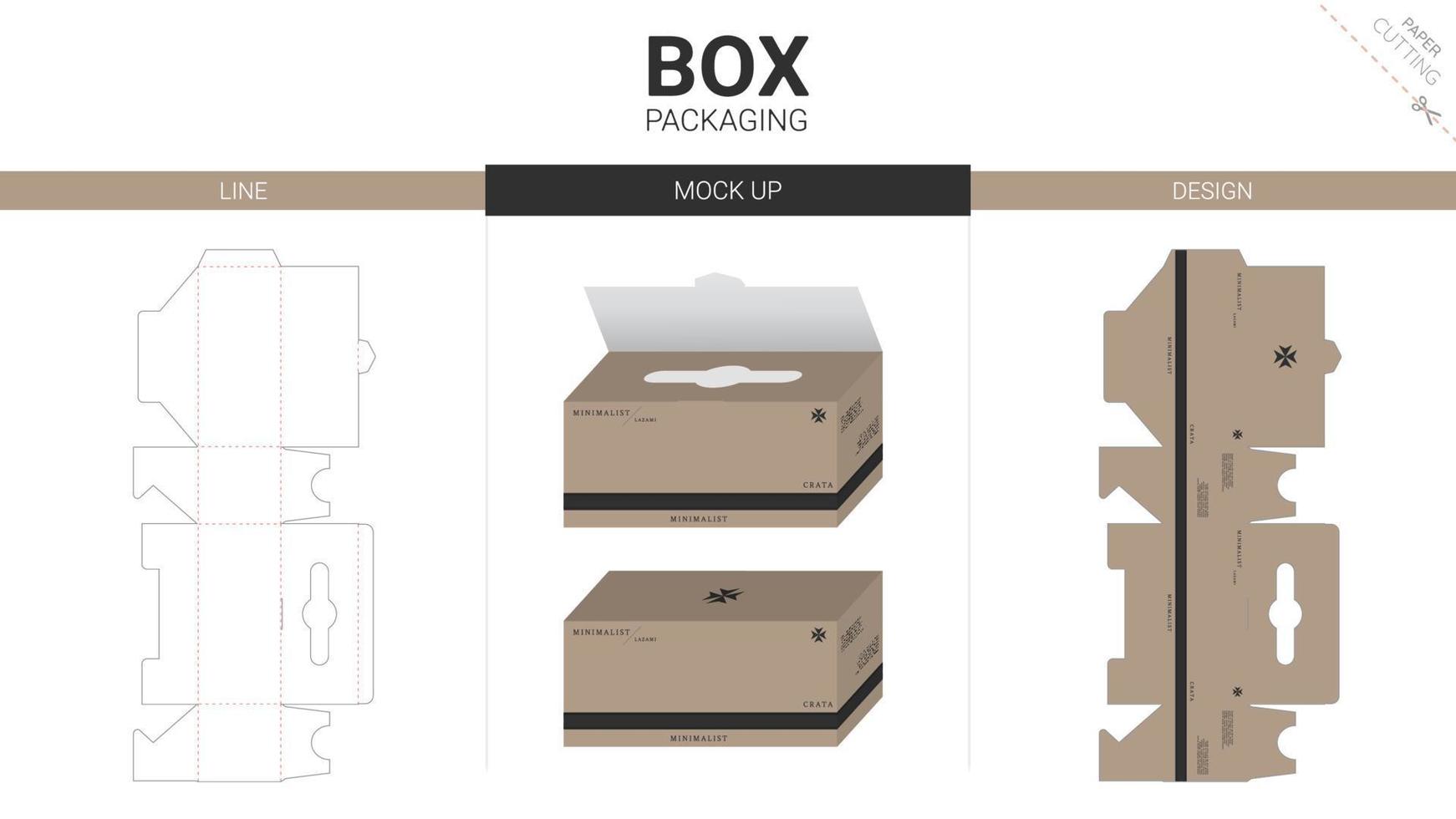 Box packaging and mockup die cut template vector