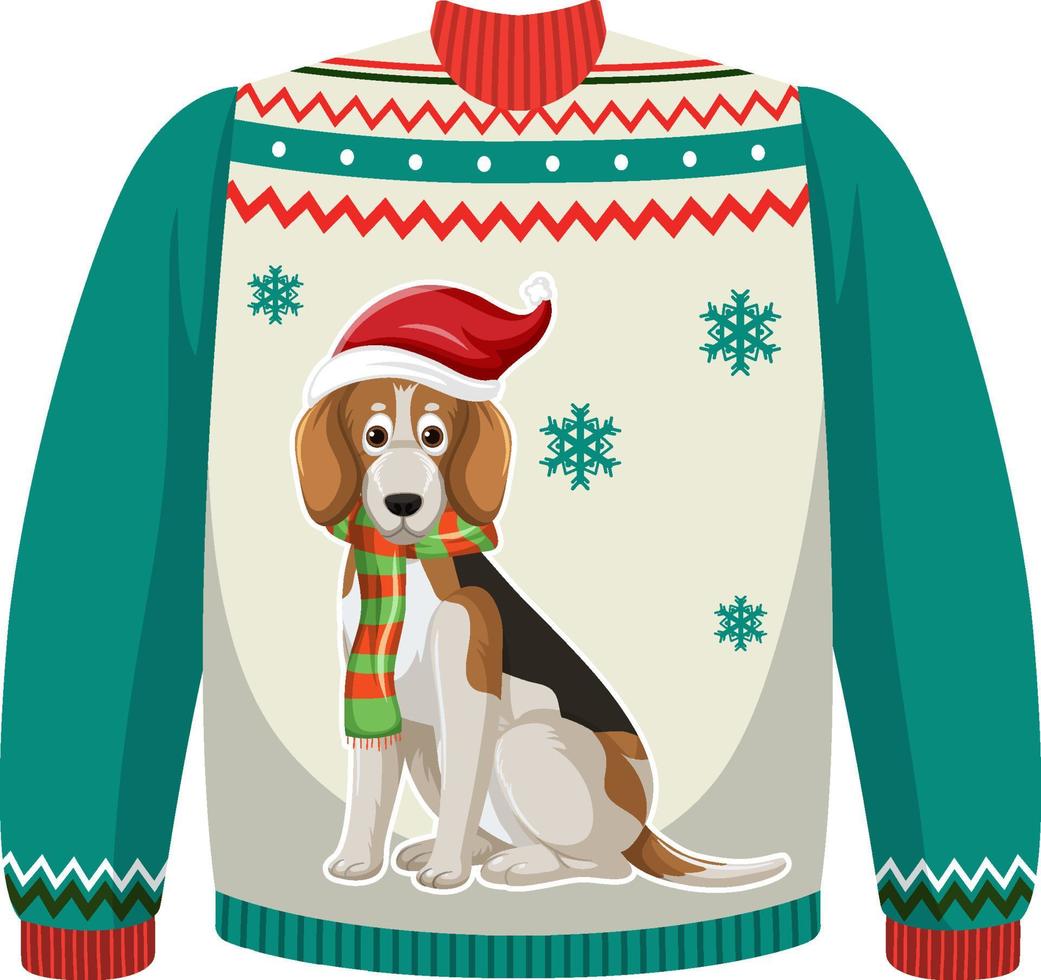 suéter navideño con estampado beagle vector