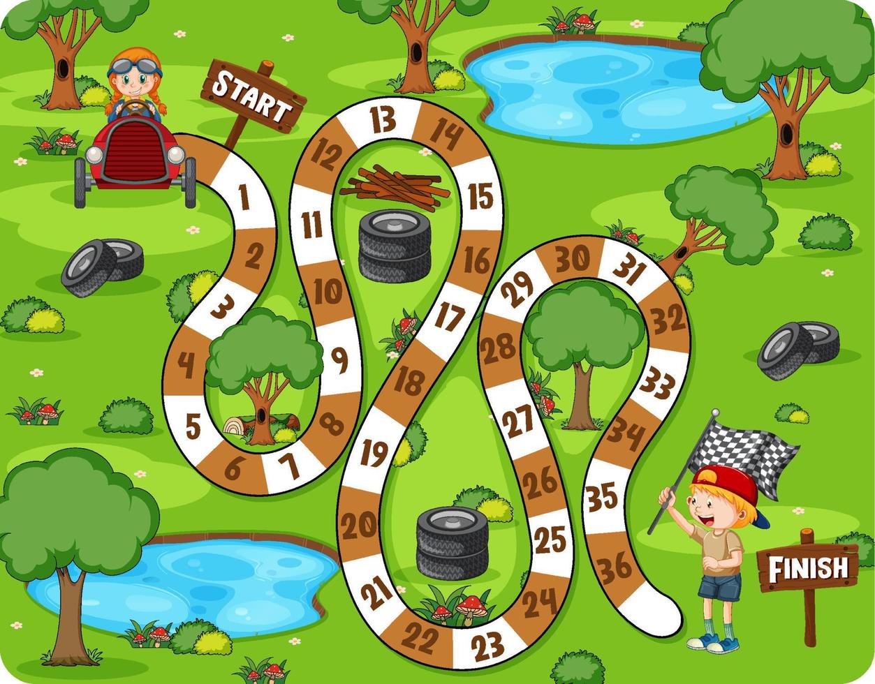 Counting numbers game template with forest background vector