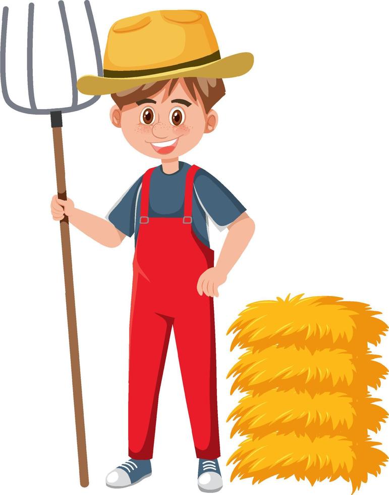 A farmer cartoon character on white background vector