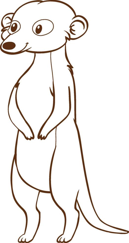 Meerkat in doodle simple style on white background vector