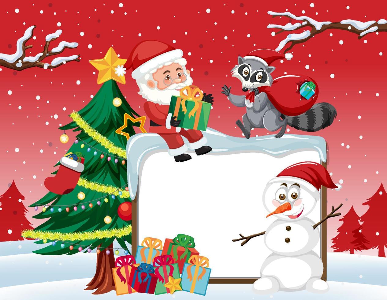 banner vacío en tema navideño con santa claus vector