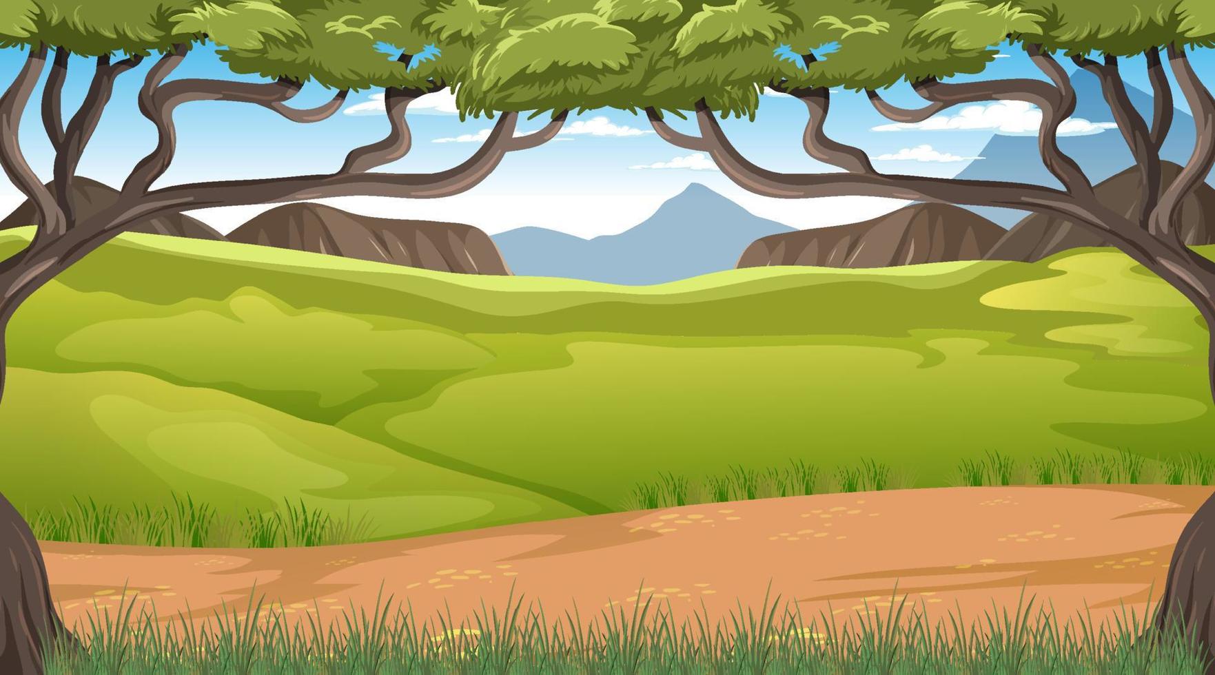 paisaje de bosque de sabana vacío vector