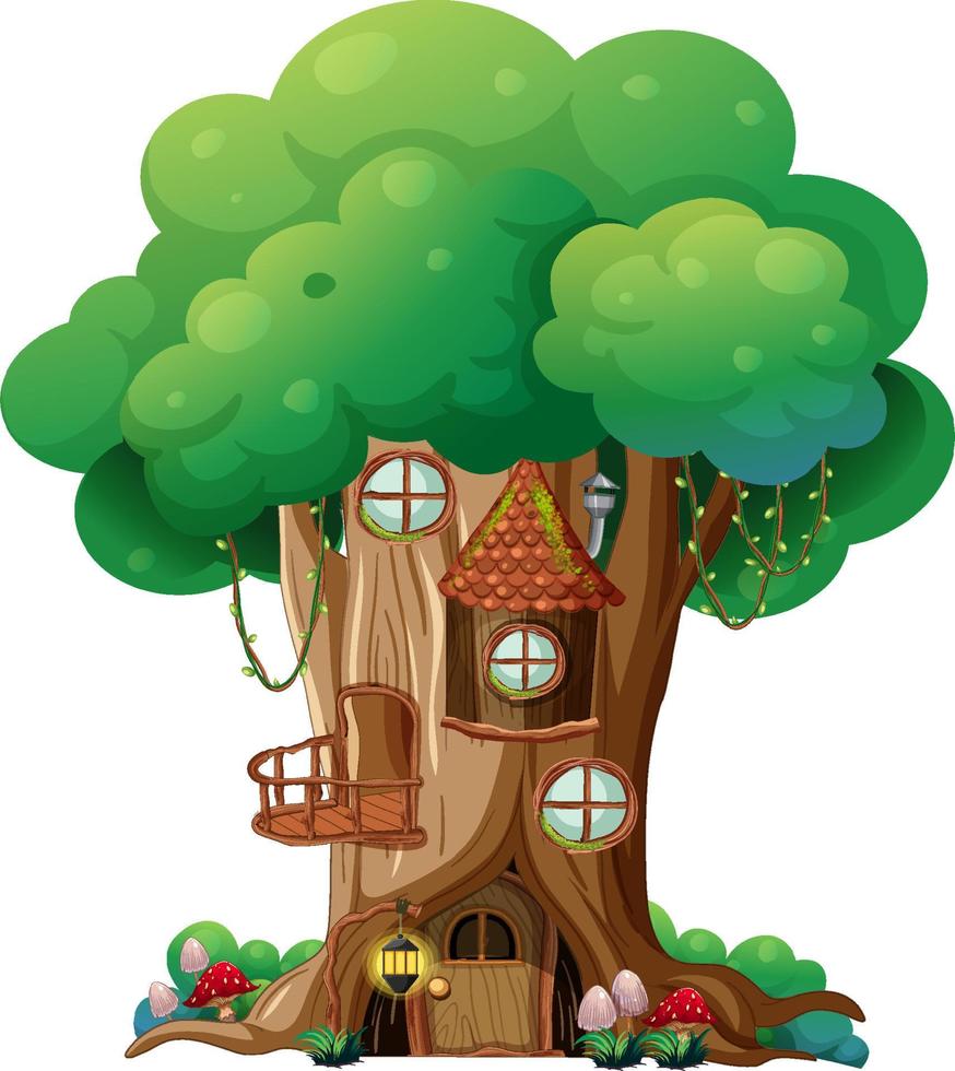 Isolated fantasy tree house on white background vector