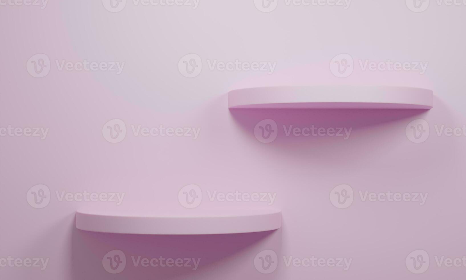 Pink round shelf. Empty Shelves, 3d rendering photo