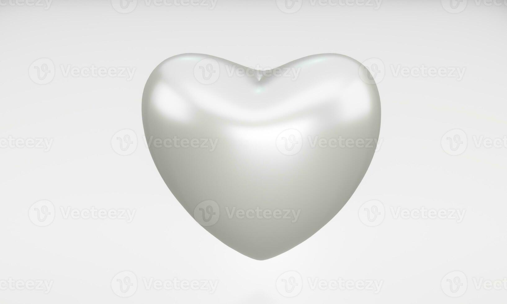 Silver heart on white background. 3d rendering photo